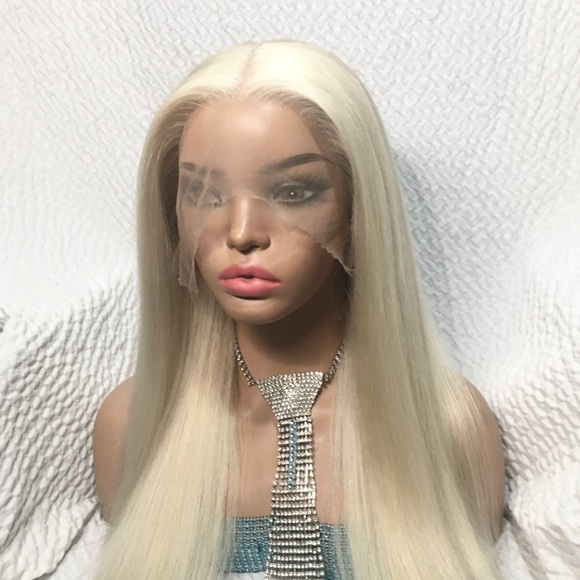 Realistic Pale Blonde Human Hair Lace Wig 20 inches - Picture 4 of 15
